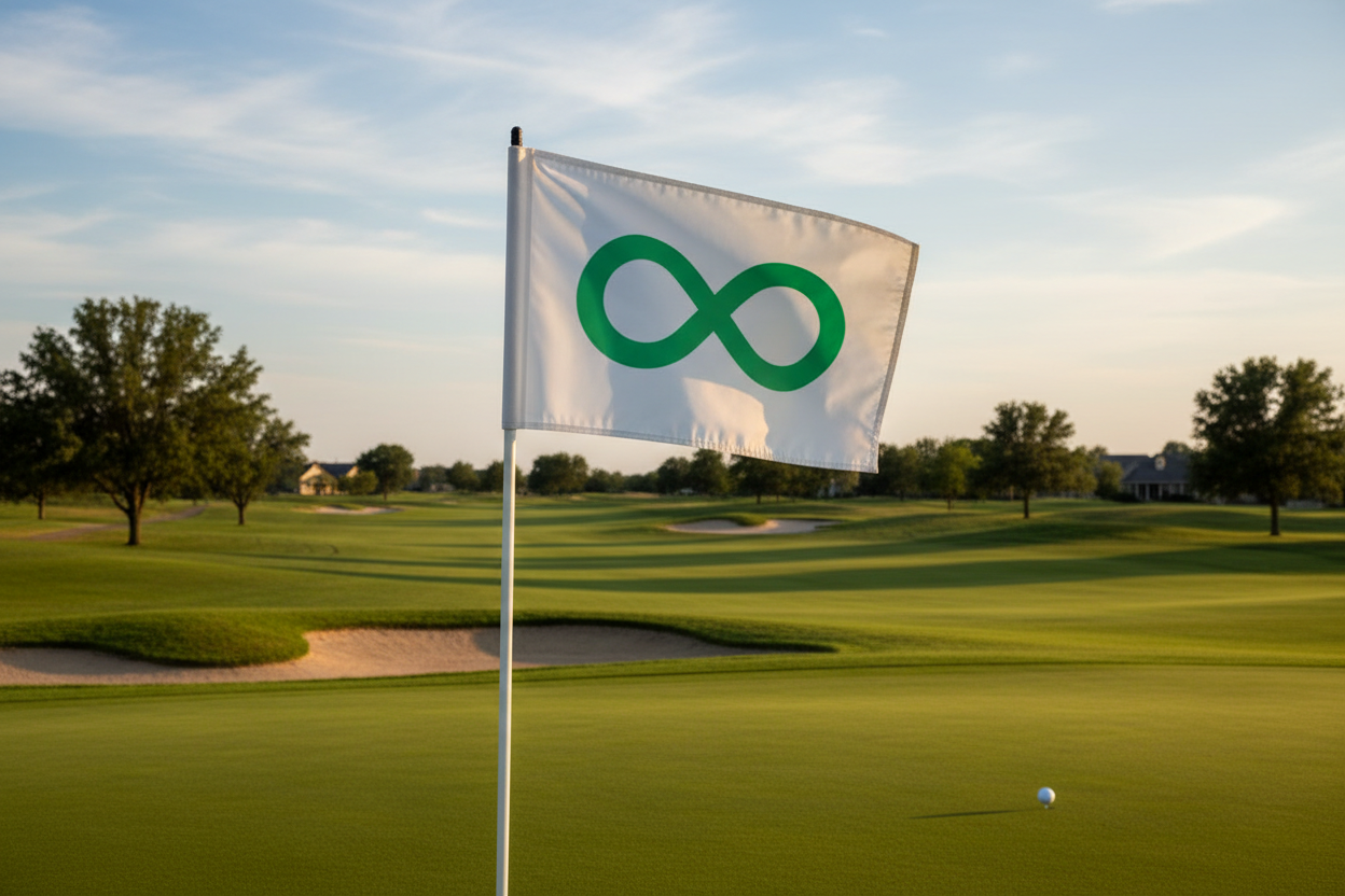green infinity on a golf flag